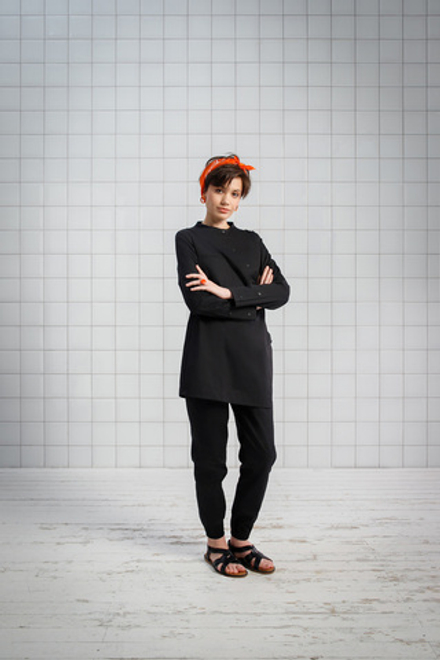 Китель косой черный женский