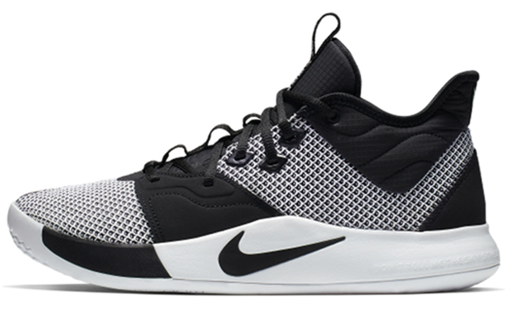 Nike PG 3 White Black lace-up shock absorption, non-slip, wear-resistant, low-cut actual combat basketball shoes men's black and white