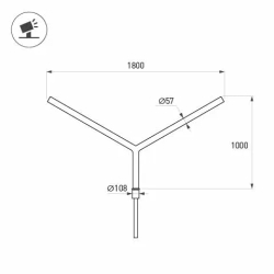 Кронштейн OXOR-SY2-1800x108-L1000 BLACK (Arlight, Сталь) 051655