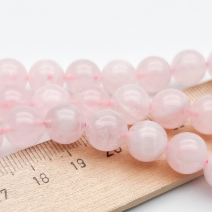 Розовый кварц бусины, диаметр около 10,2-10,5 мм, цена за 9 шт (1/4 нити)