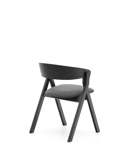 Стул Godia из дерева с черной отделкой и серым шениллом