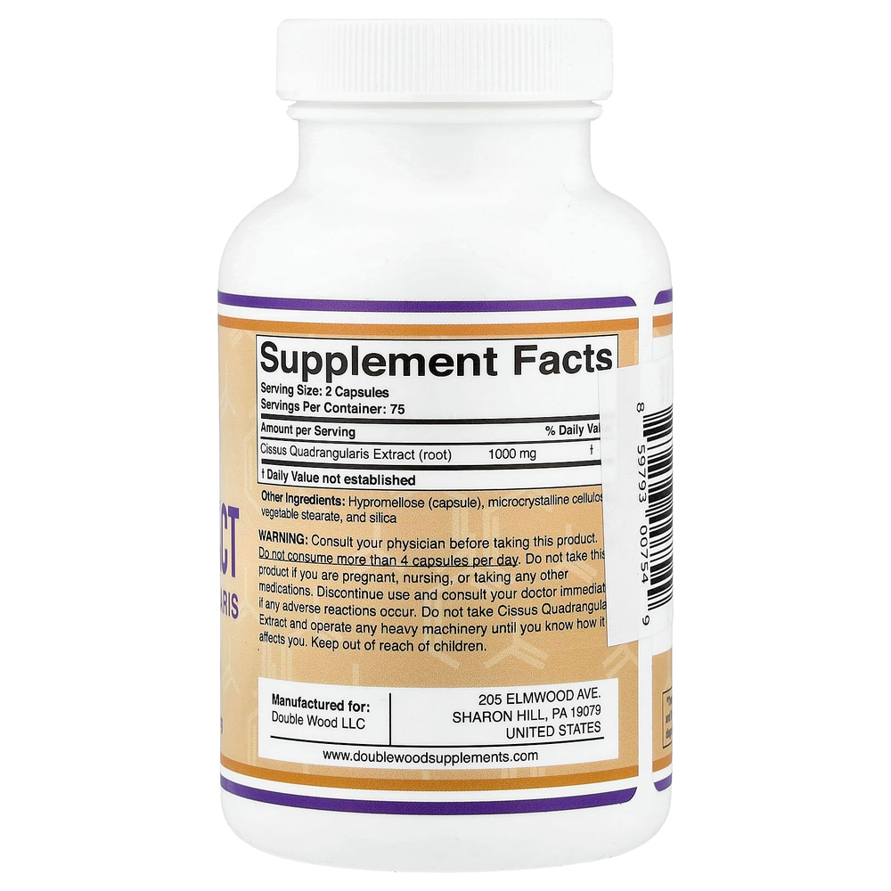 Double Wood Supplements, экстракт циссуса, 150 капсул (500 мг в 1 капсуле)