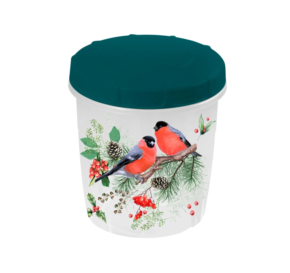 Набор банок для хранения продуктов 2шт «Снегири» (0,5+1л)