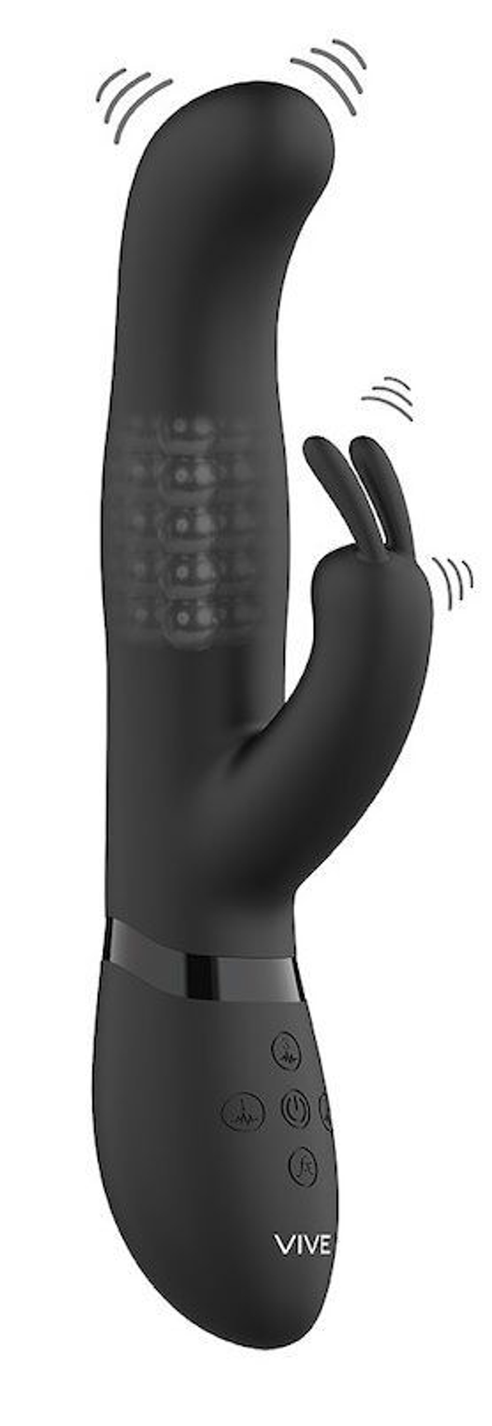 Черный вибромассажер-кролик Izara - 22 см. (Цвет: черный)