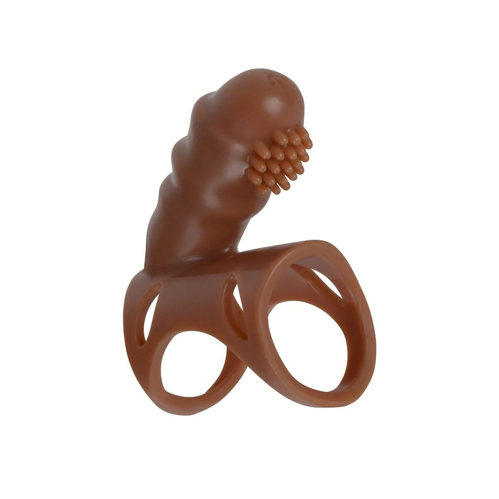 Коричневый полый поясной фаллоимитатор с вибронасадкой Jiang - 18 см. (Цвет: коричневый)