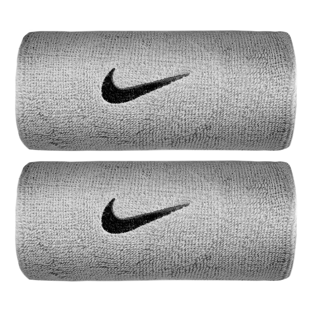 Nike Swoosh Doublewide Wristband 2 Pack - Lightgrey, Black