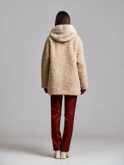 Шуба женская чебурашка тедди экомех, бежевая, SilverFox