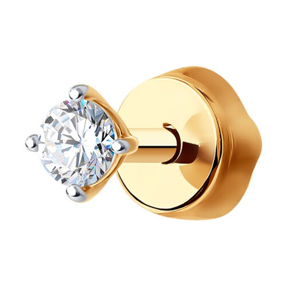 Серьга из золота с фианитами