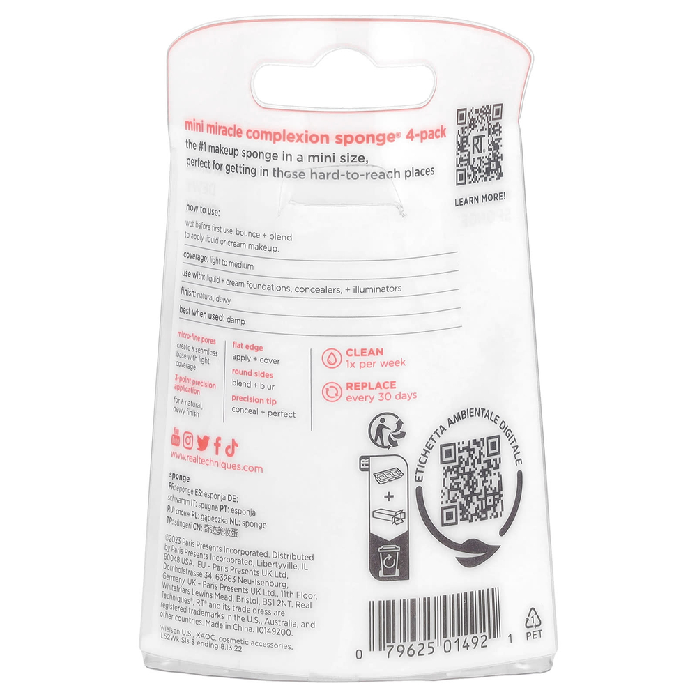Real Techniques, Multi Miracle Complexion Sponge®, 4 спонжа