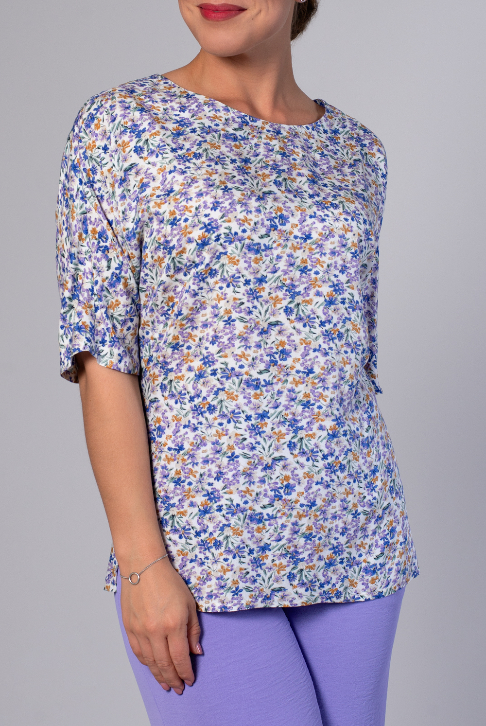 Блузка женская 3978ВПА, букет голуб #193БГ093978ВПА