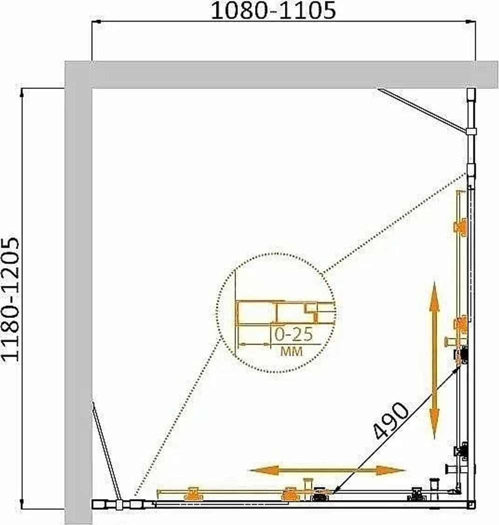 Душевой уголок Cezares Molveno 120x110 MOLVENO-AH-22-120/110-P-Cr стекло рифленое матовое/профиль хром