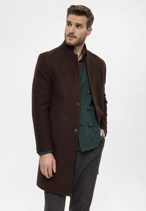 Мужское пальто (бордовое) Т11