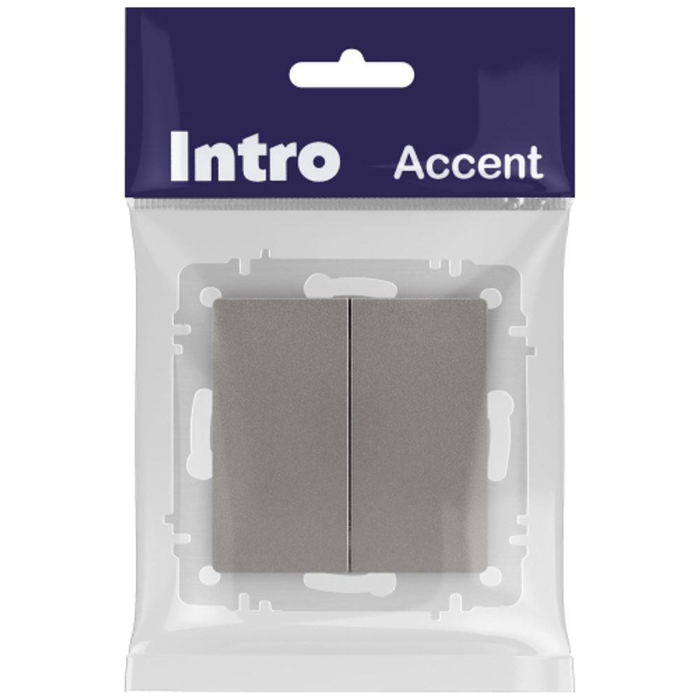 Выключатель Intro Accent 6-104-09 двойной, 10А-250В, IP20, СУ, AL/CU, титан | Intro