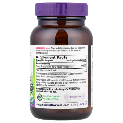 Oregon's Wild Harvest, органическая ламинария, 600 мг, 90 органических веганских капсул
