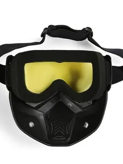 Очки-маска для езды на мототехнике, разборные, стекло желтое, цвет черный