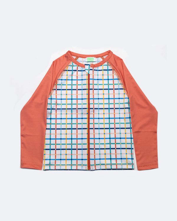 Купальный топ детский QAZAQ SOUL с длинным рукавом унисекс В клетку