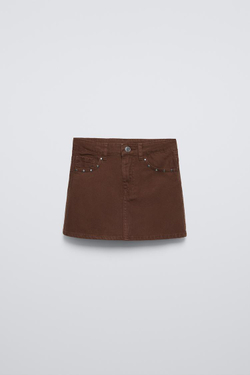 ZARA ЮБКА С ЗАКЛЕПКАМИ, КОРИЧНЕВЫЙ