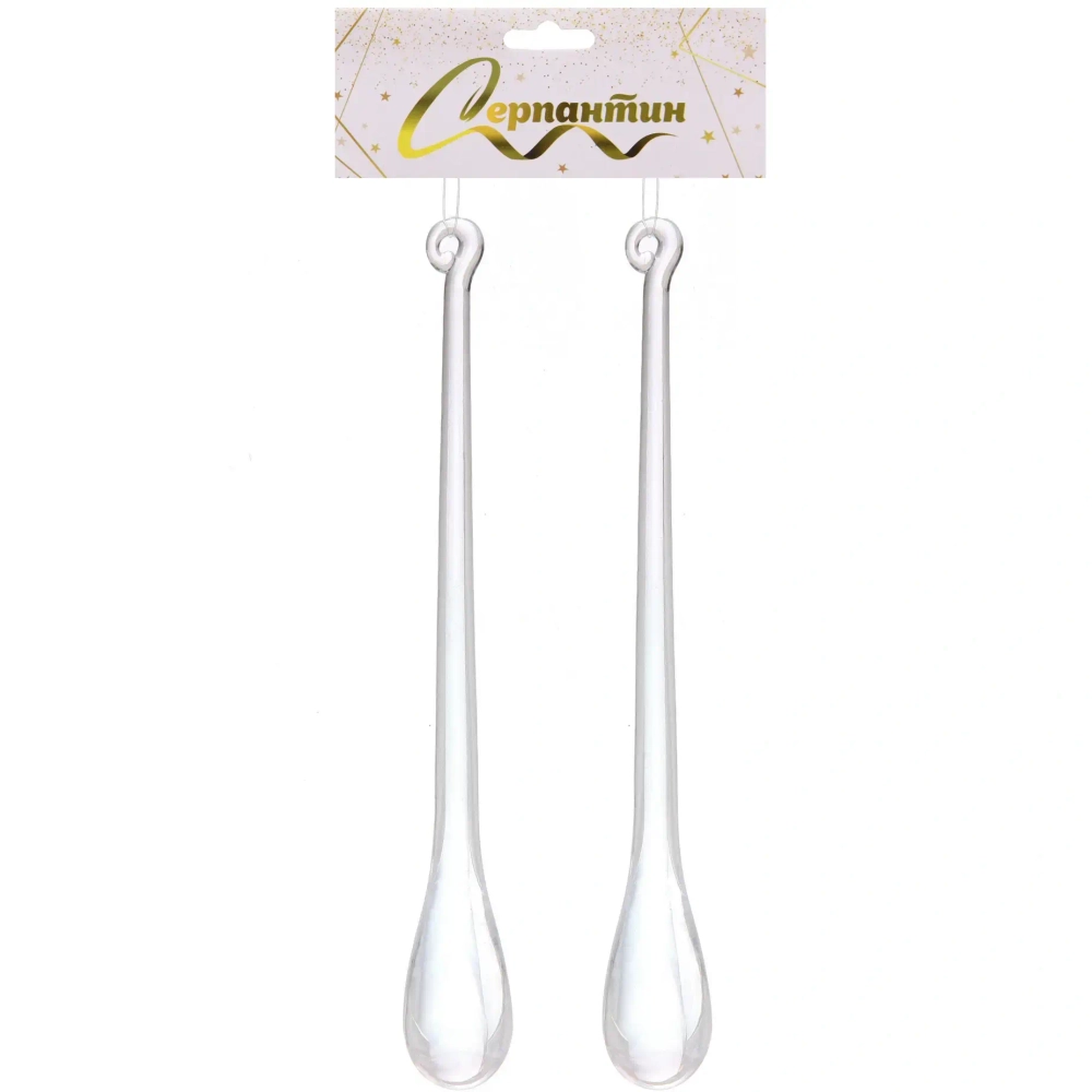 Подвеска «Изящная капля» 24 см (набор 2 шт), Прозрачный