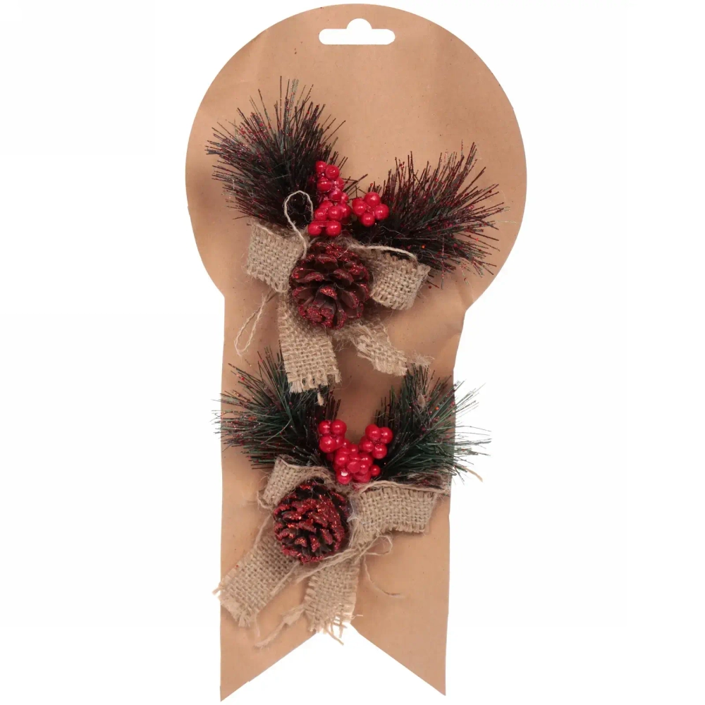 Бант на елку «Сказочная хвоя» 11*12 см (набор 2 шт.), бежевый
