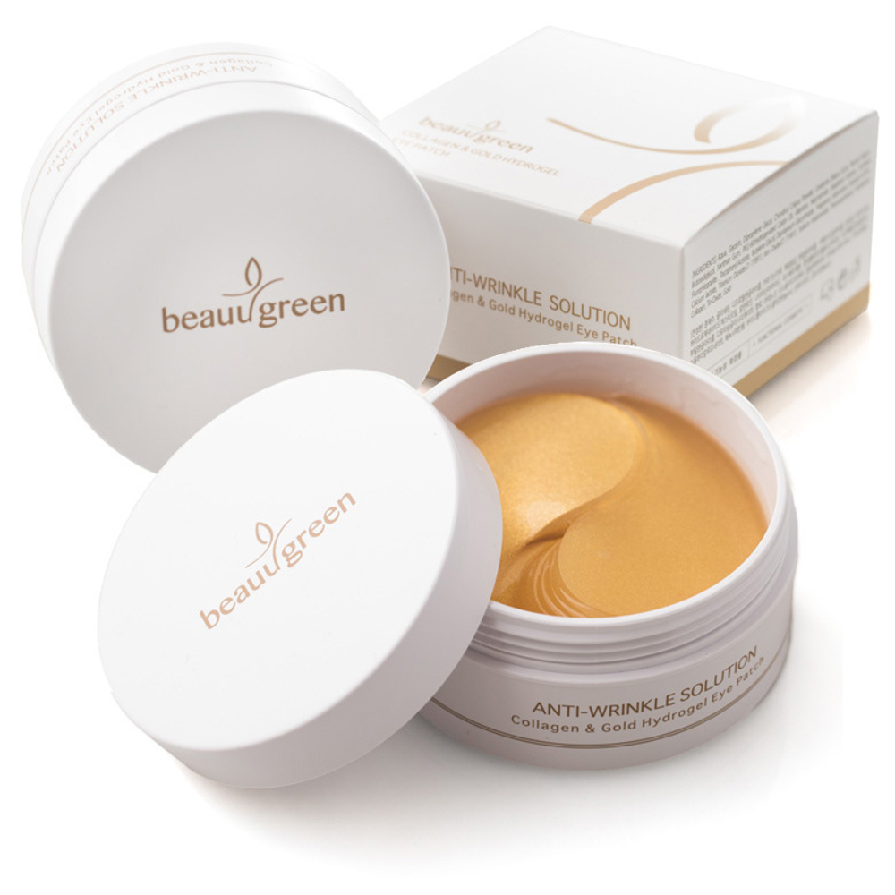 Гидрогелевые патчи для глаз c коллагеном и коллоидным золотом BeauuGreen Anti-Wrinkle Solution Collagen & Gold Hydrogel Eye Patch, 60 шт