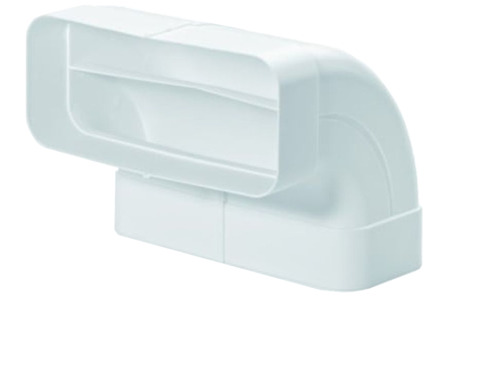 Горизонтальное колено 90° для плоских каналов (ширина 227 мм / высота 94 мм), длина 288 мм