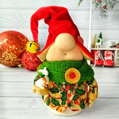 Игрушка интерьерная «Гномик с зайкой» ручной работы / 19*11 см