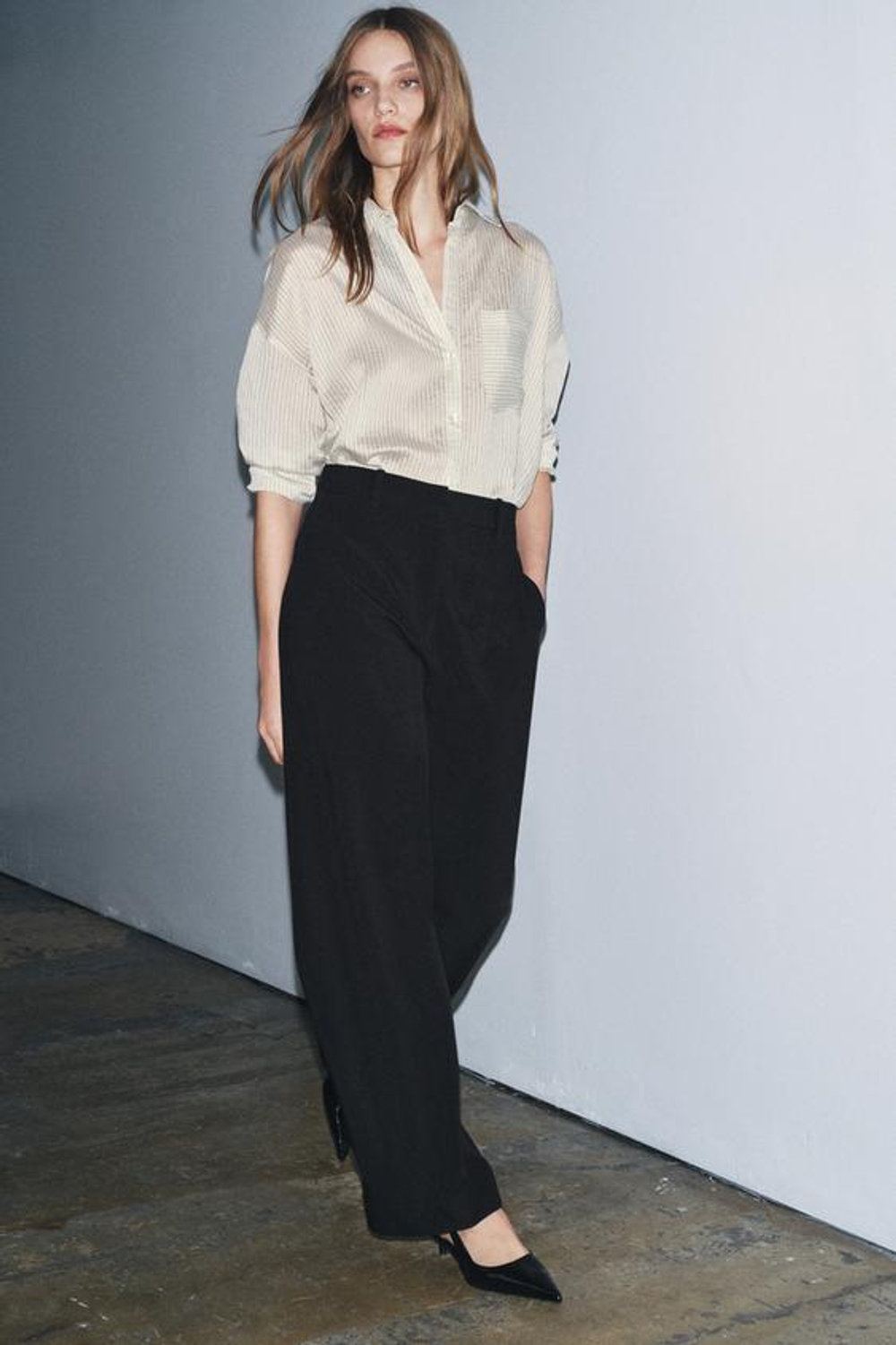 ZARA БРЮКИ БАЛЛОН С ПУГОВИЦАМИ — ZW COLLECTION, ЧЕРНЫЙ