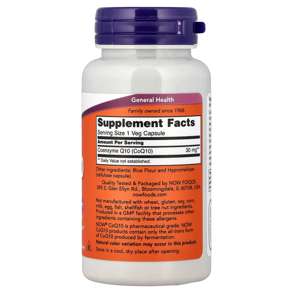 NOW Foods, коэнзим Q10, 30 мг, 120 растительных капсул