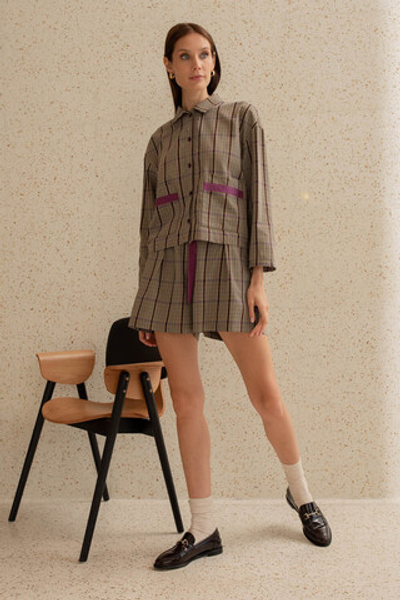 Шорты 56401 Бордовый клетка Laete