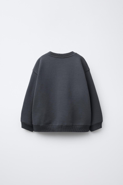 ZARA ТОЛСТОВКА С ВАФЕЛЬНЫМ УЗОРОМ, ТЕМНЫЙ АНТРАЦИТ