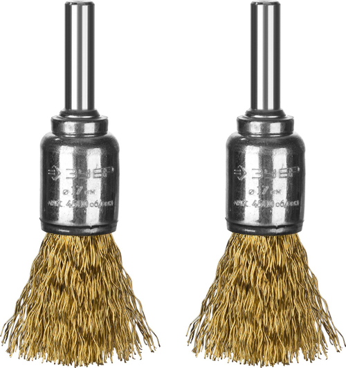ЗУБР ″Профессионал″. Набор щеток кистевых для дрели, витая стальная латунированная проволока 0,3мм, 17мм, 2шт