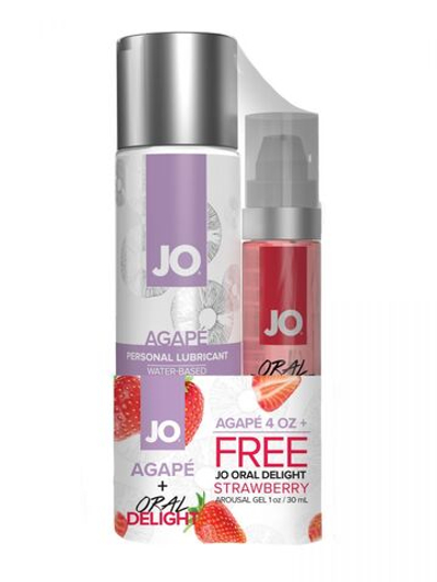 Набор JO: лубрикант на водной основе Agape (120 мл.) и стимулирующий гель Oral Delight (30 мл.)