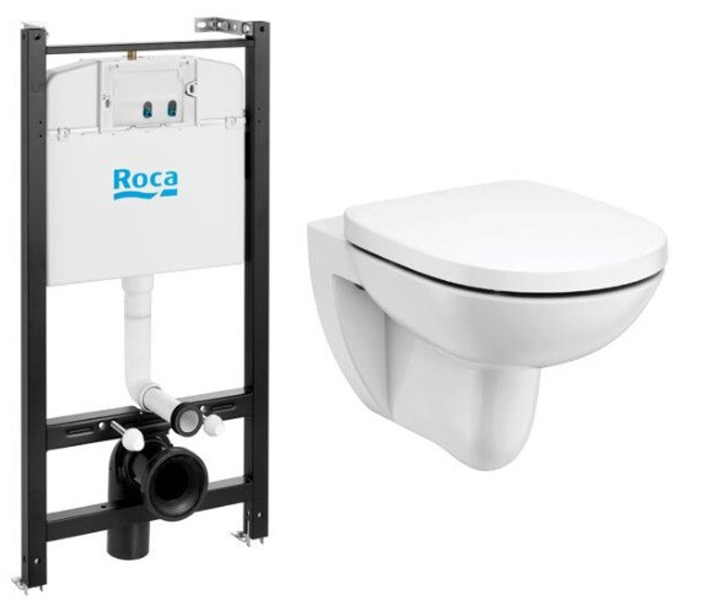 Комплект унитаза с инсталляцией Roca Debba Round Rimless 893104980 с сиденьем SoftClose без клавиши смыва купить