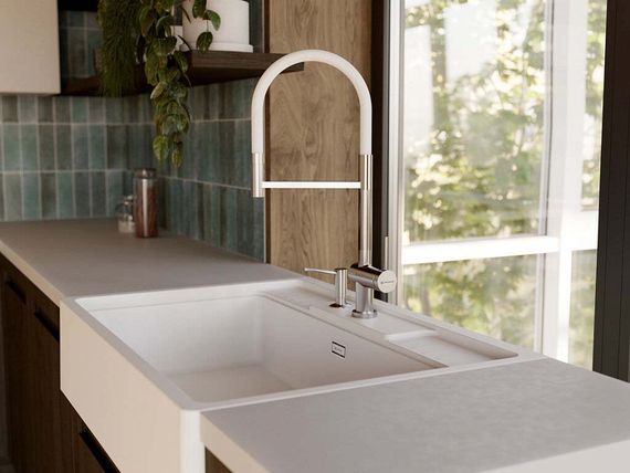 Смеситель OMOIKIRI Kanto-2 Plus-SB-BN-WH латунь/нержавеющая сталь/белый