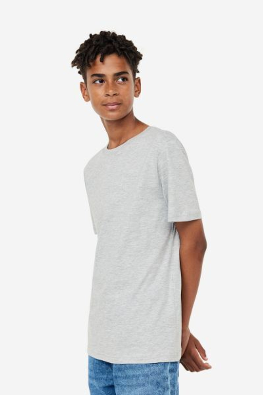 H&M Хлопковая футболка, светло-серый
