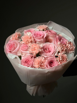 Дуо букет «Роза и диантус»