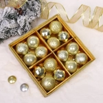 Новогодние шары «Зимняя вечеринка» 6 см (набор 16 шт), Золото