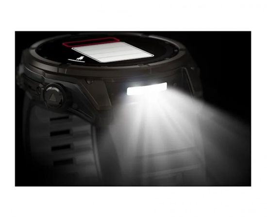 Умные часы Garmin Fenix 8, 51 мм, Solar, Sapphire Carbon Gray DLC Titanium with Black/Pebble Gray Silicone