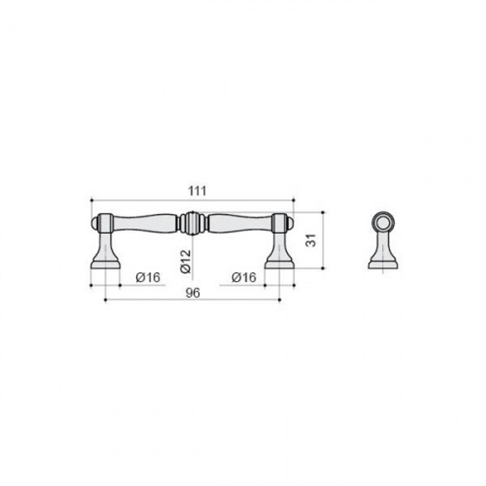 Ручка-скоба 96мм, отделка бронза античная "Флоренция"