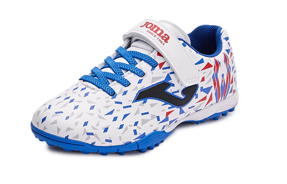 Children's JOMA Homer TF rubber short nails wear-resistant football shoes white and blue