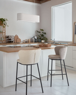 Барный стул Ciselia светло-серый из ткани букле и металла 102 см