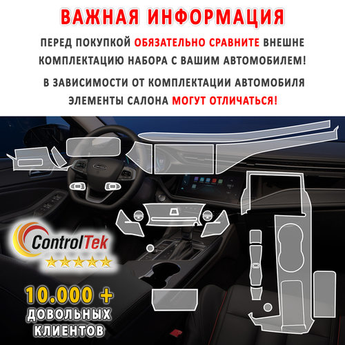 OMODA S5 (2023) - комплект защитных пленок 7 в 1. Пленка защитная ControlTek HYBRID со слоем TOP COAT. Толщина: 6 mil. (175 мкм.)