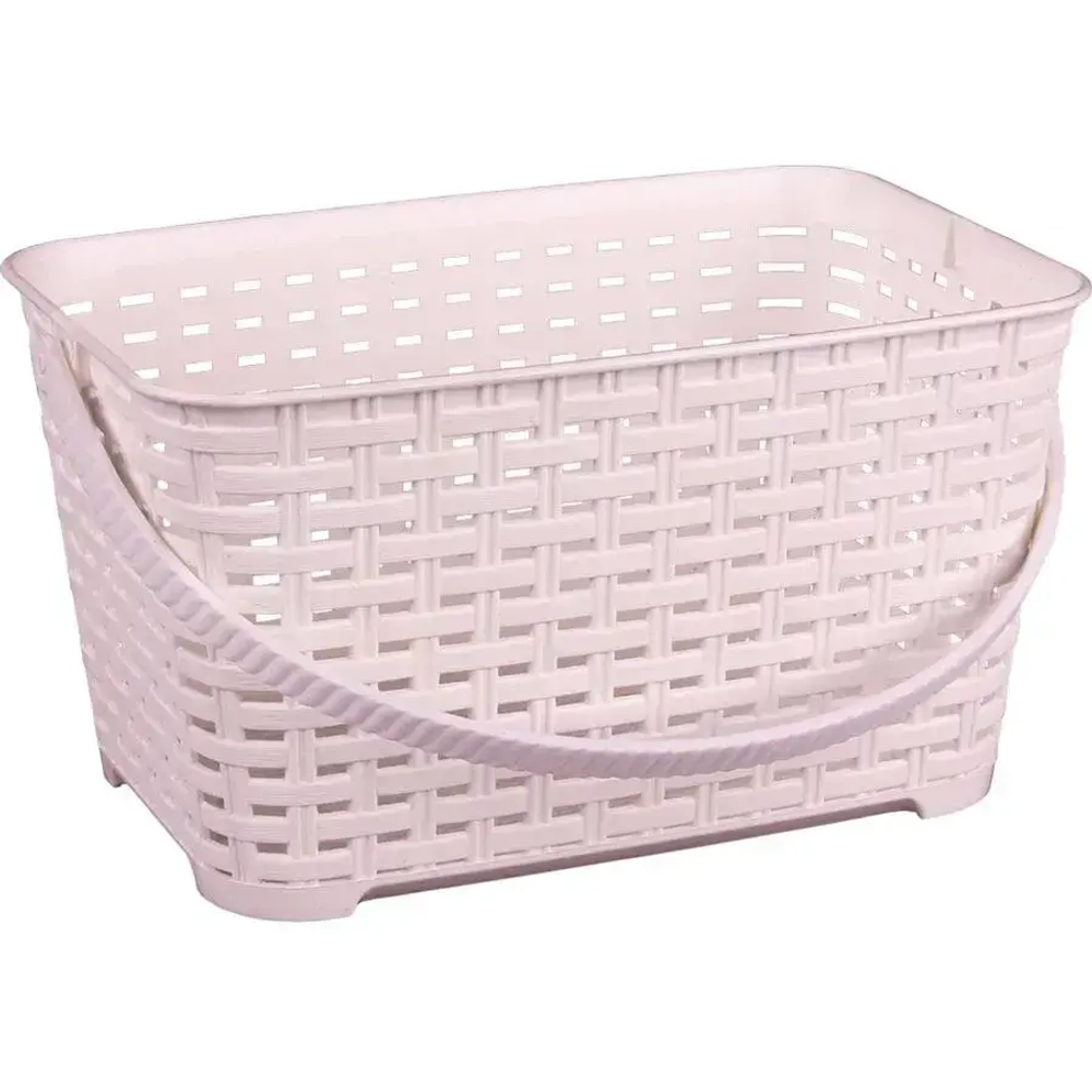 Корзина Плетенка 3л прямоугольная (с ручкой)(белый) (комплект 20 шт)