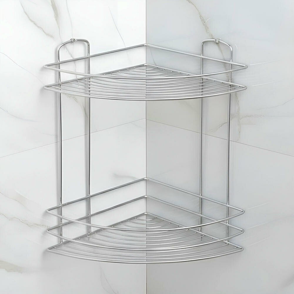 Полка угловая 2-ярусная 21*21*30,5см "Basic", хром