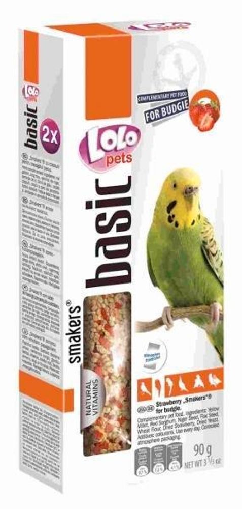 LoLo PETS Smakers для волнистых попугаев с клубникой 90г