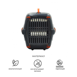 Клиппер-переноска ZOOSET с прозрачной дверцей и ремнем - М (48х32х32 см) - серый/оранжевый