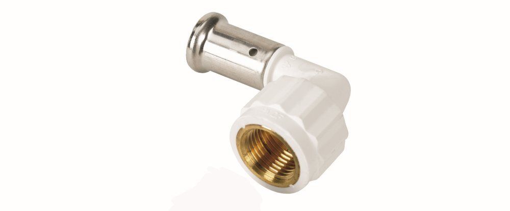 Угольник 90° ВР, HENCO(ХЕНКО) ПВДФ пресс (белый), 20x3/4&quot;