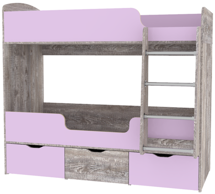 Кровать двухъярусная КарИВи Малыш Двойняшка Бетон Ирис