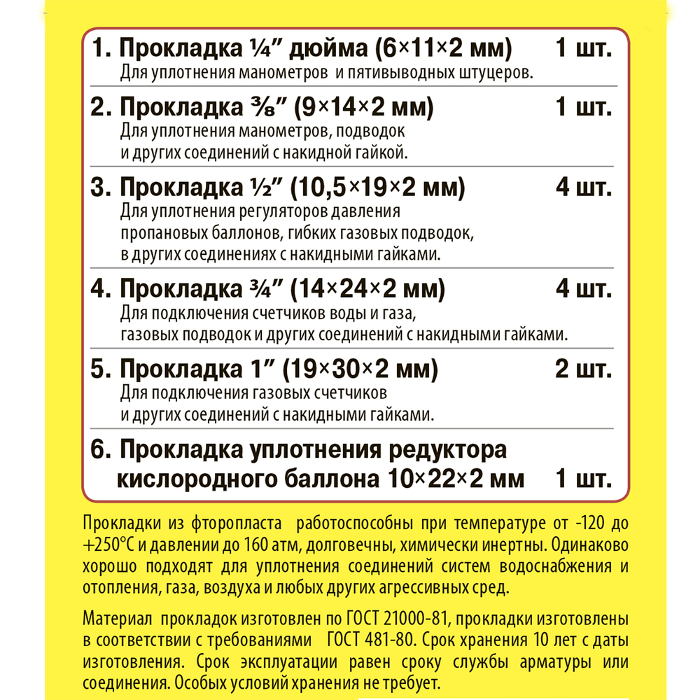 Рем.набор "Сантехник" №17 (фторопластовые прокладки  1/4"-1")