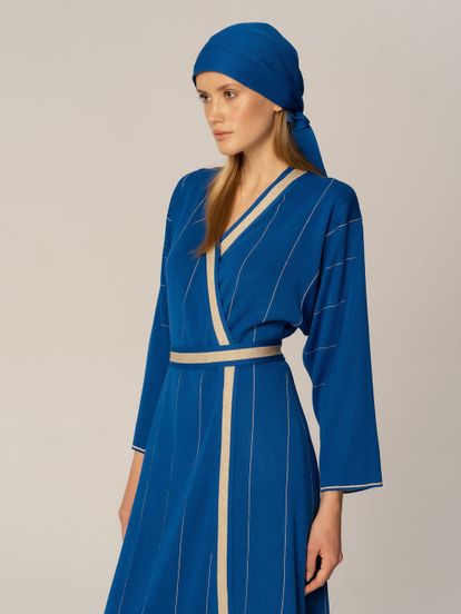 Женское платье синего цвета из вискозы - фото 3